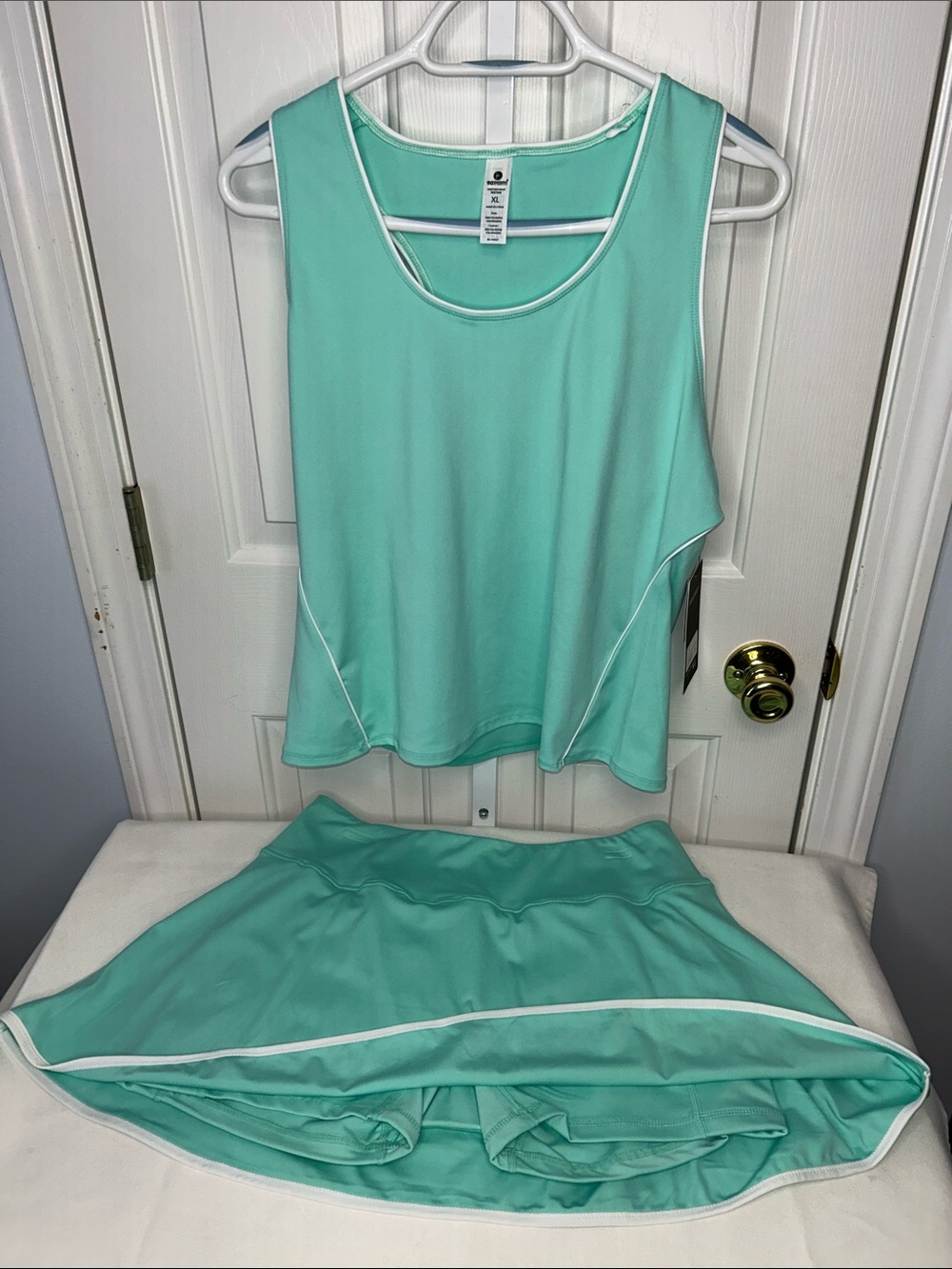 90 Degree By Reflex Mint Green Athletic Tank and Skort Set